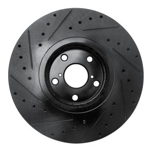 Lexus GS350 Brake Rotor (1) - Front - R1 Concepts - Drilled & Slotted - Black - `07-`11